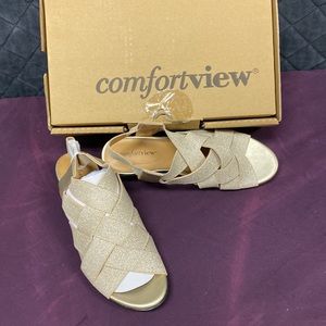 Comfortview Metallic Gold Kai Sandals 7W Wide Open Toe